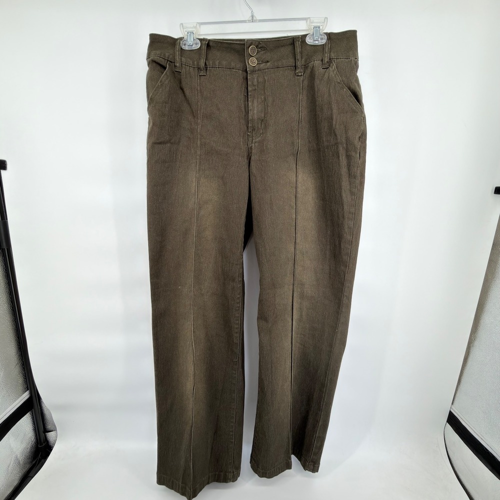 DG2 Diane Gilman Womens Size 14 Brown Stretch Seam Front Wide Leg Pants